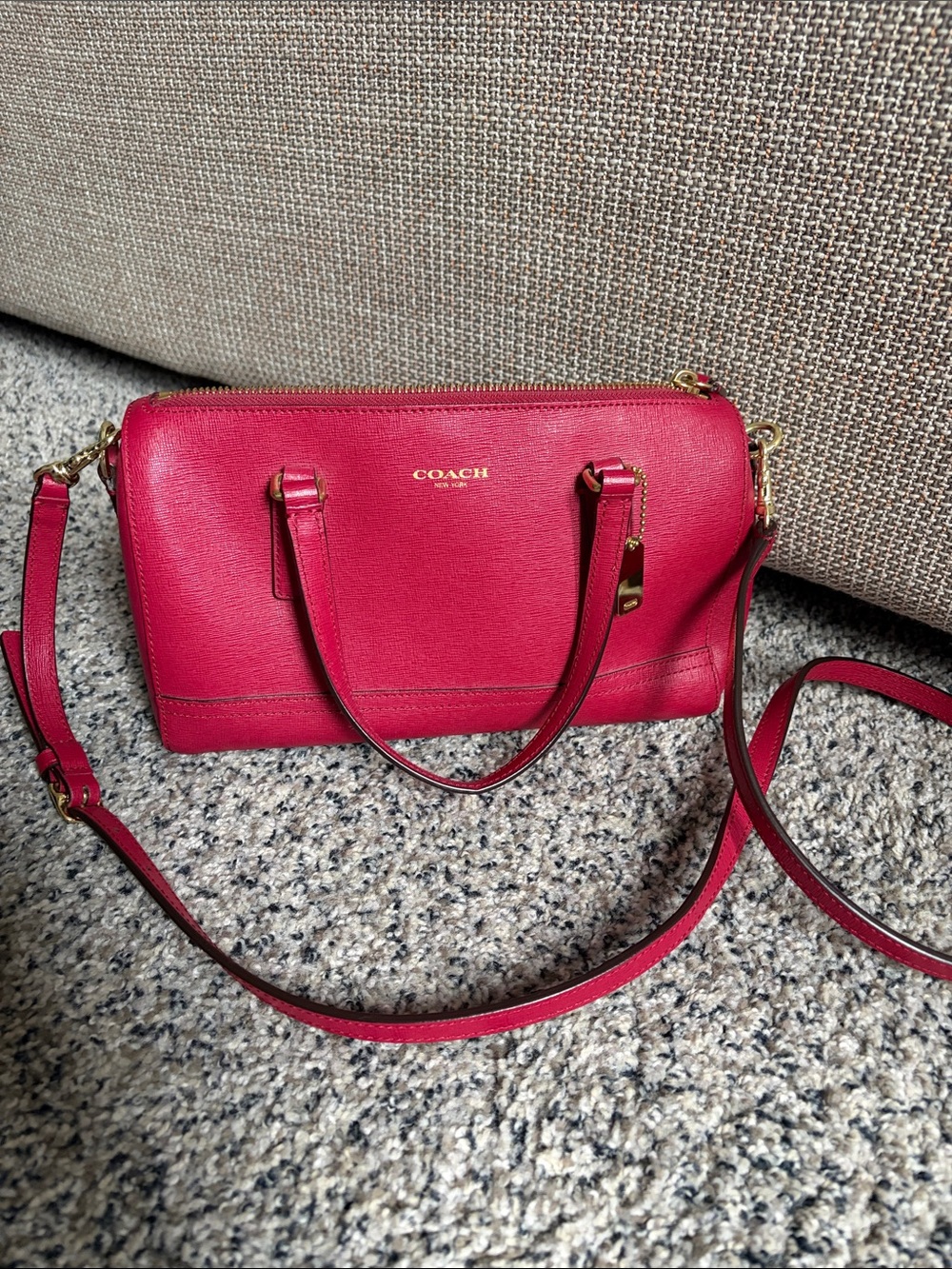 Coach Burgundy-Red Leather Crossbody Satchel